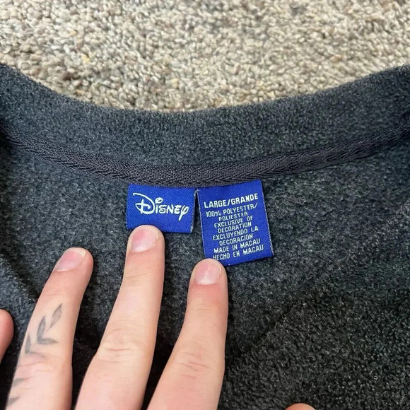 Y2K‎ Vintage 90s Disney Sweatshirt Womens Large Fleece Grumpy Rebel Gray V-Neck - Picture 3 of 11